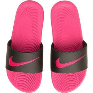 Black/ Vivid Pink Kawa NIKE Slides